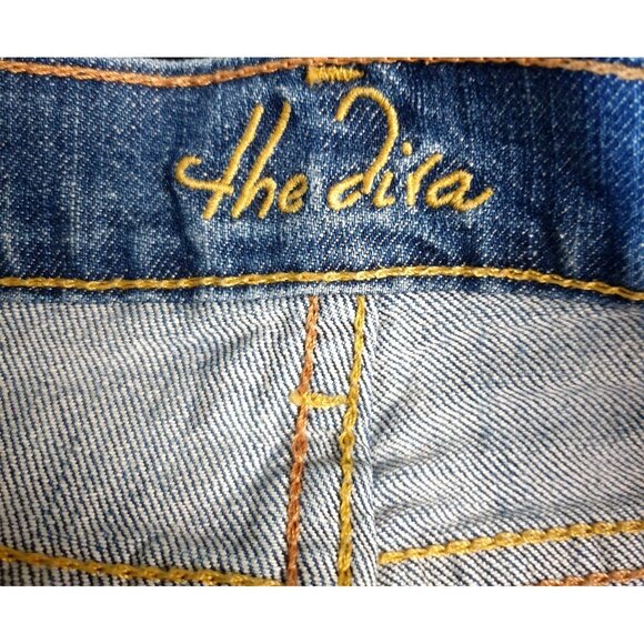 Old Navy 12 Short Womens Bootcut Jeans DIVA Blue Denim Stretch Cowgirl Grunge - Picture 6 of 8